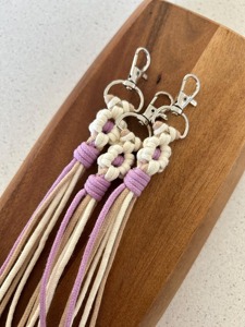 Artistic Large Flower Knot Macrame Keychain Decorative Object Suitable For Backpack And Handbag Decoration From India - Product Image 4