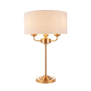 Modern Antique Metal Halogen Bulb Eco-Friendly Table Lamp with White Fabric <b>Drum</b> <b>Shade</b> for Bedroom Bedside Desk <b>Light</b> - Product Image 2