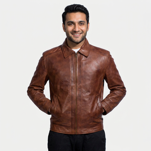 Hot Sale Autumn Winter Men's Casual Zipper <b>Leather</b> Winter <b>Jacket</b> Men <b>Long</b> Sleeve Fashion <b>Leather</b> Biker <b>jacket</b> for mens - Product Image 4