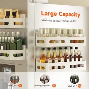 Set di 4 Portaspezie Magnetici Robusti per Frigorifero, Organizzatore Multiuso con 4 Ganci per Cucina e Bagno - Product Image 4