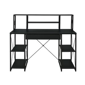 Black One-Drawer Writing <b>Desk</b> with 8 Open Compartment for <b>Computer</b> Use - Product Image 4