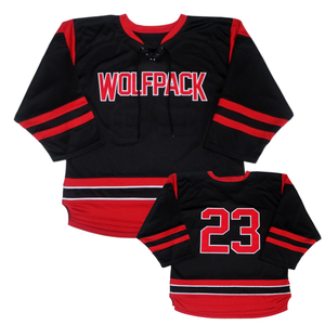 Maillots de hockey sur glace personnalisés OEM sublimés, fabriqués avec un tissu en maille respirant, broderie en twill et style col en V à lacets. - Product Image 3