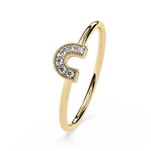 Anillo de oro macizo de 10k, 14k, 18k con diamantes de corte redondo en forma de U para mujer, ideal para regalo, compromiso, aniversario, boda. - Product Image 2