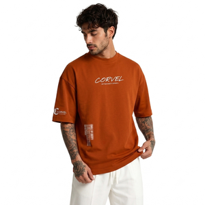 OEM <b>men's</b> <b>shirts</b> Loose Fit T <b>Shirt</b> Featuring Front Logo Artwork Sleeve Print Vertical Graphic Detail Modern Streetwear Apparel - Product Image 1