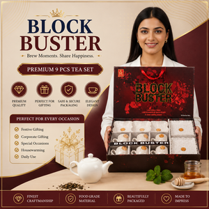 Juego de Té de Lujo de 9 Piezas en Caja de Regalo con Cerámica y Plástico Serigrafiados para Uso Diario, Festivo, Corporativo y de Inauguración de Casa - Product Image 1