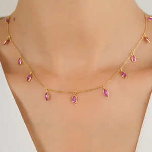 18K Yellow Gold Marquise Drop Pendant Necklace - Product Image 1