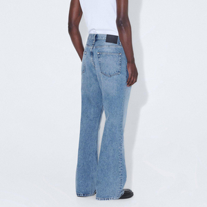 กางเกงยีนส์ทรงหลวมขากว้างปักโลโก้ตามสั่ง ผ้าดิบขอบดิบ สไตล์ญี่ปุ่น คุณภาพสูง สำหรับผู้ชาย ผลิตโดยผู้ผลิต OEM สำหรับสตรีทแวร์ - Product Image 3