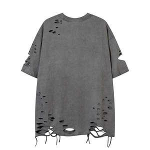 T-shirt surdimensionné pour homme, col rond, imprimé graphique personnalisé, effet vieilli, en coton épais de haute qualité - Product Image 2