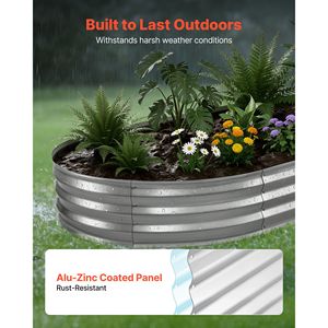 Galvanized Oval <b>Raised</b> Garden Bed 8x4x1 Ft Metal <b>Planter</b> Box Kit with Gloves - Product Image 5