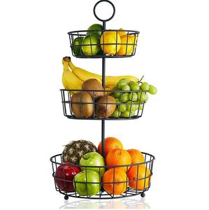 Cesta de Almacenamiento de Frutas y Aperitivos de Tres Niveles Simple Houseware, Organizador de Verduras para Encimera, Exhibidor de Almacenamiento Negro - Product Image 1