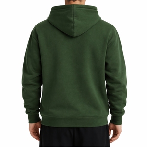 Sudadera con capucha verde lisa para hombre con cremallera, forro polar casual con bolsillo canguro, estilo premium cómodo y suave para el día a día, ajuste cálido. - Product Image 2