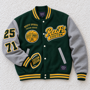 Chaqueta de baloncesto personalizada de chenilla para hombre con bordado grande en el pecho, números en las mangas y broches a presión. - Product Image 1