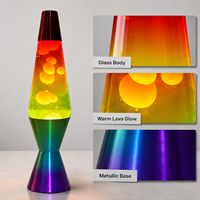 Lampe à lave en verre arc-en-ciel de 14 pouces, à brancher, 5V, lumière de nuit colorée en cire pour chambre à coucher, bureau et cadeau créatif