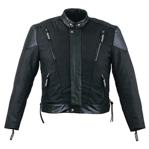 Chaqueta de tela de Cordura de cuero estilo motorista para hombre de verano, abrigo negro teñido liso con cierre de cremallera - Product Image 1