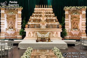 Elegante Decoración de Mandap con Temática Tirupathi para Bodas del Sur de la India, Mandap de Lujo con Temática Manavarai para Bodas Tamalesas - Product Image 3