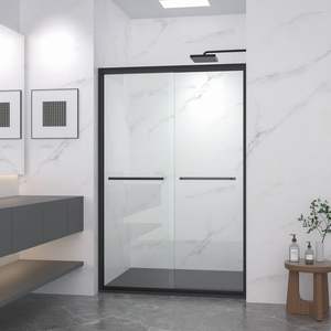 44-48 \ "x72 \" Marco de aluminio Puerta de ducha corredera doble 5/16 \ "Vidrio templado transparente Premium Bypass Baño Vidrio deslizante - Product Image 4