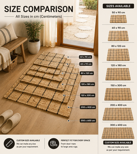 Alfombra Tejida Natural de Yute BlackGrid Terra, Alfombra de Yute Hecha a Mano, Alfombra Geométrica para Piso, Decoración Rústica Ecológica para el Hogar - Product Image 5