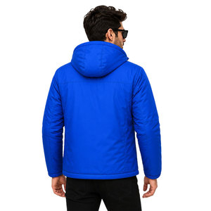 Custom Men's Solid Royal Blue Hooded Puffer <b>Jacket</b> <b>Waterproof</b> Windproof Winter Insulated Outdoor Thermal Coat Full Zip <b>Parka</b> OEM - Product Image 5