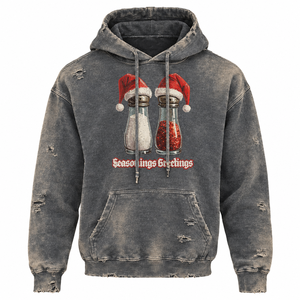 <b>Men's</b> Vintage Distressed <b>Grey</b> <b>Hoodie</b> Christmas Sun Faded Pullover Greetings Sweatshirt Cotton Fleece Pocket Boxy Fit Autumn OEM - Product Image 1