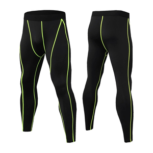 Men's Black <b>Neon</b> <b>Green</b> Compression Set Long Sleeve Crew Neck Full Length Quick Dry Breathable Sporty Fitness Wear - Product Image 5
