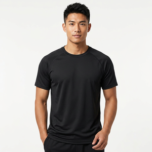 Camiseta de Manga Corta para Hombre, Cuello Redondo, Negra, 100% Algodón, Ecológica, de Secado Rápido, Corte Regular, Color Sólido, Tejido de Punto - Product Image 6