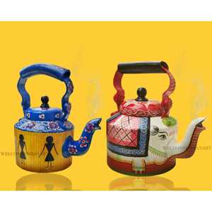 Tienda de artesanías indias, tetera de aluminio hecha a mano pintada a mano, modelo 1, olla elegante para amantes del té - Product Image 5
