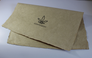 Promotional Natural Colour Hemp Paper As Gift Wraps Printed Around Hemp <b>Leaf</b> As Design With <b>Silver</b> Screen Single Colour <b>Sheets</b> - Product Image 2