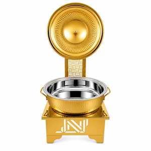 Gold Polished Luxury Stainless Steel Eco-Friendly Non-Toxic Chafer <b>Bowl</b> <b>Lid</b> Buffet Serving Decorative Catering for Party - Product Image 3