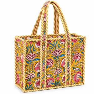Bolsa de Mano de Lona de Algodón con Bordado Floral, Cierre de Cremallera, Gran Capacidad, Color Personalizado, Estilo Clásico, para Compras, Todas las Temporadas - Product Image 1