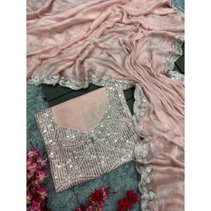 Robe de soirée design Saree de fête élégant avec séquence et broderie - Product Image 5