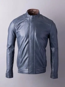 <b>Mens</b> Swinside Navy <b>Leather</b> <b>Jacket</b> - Product Image 1