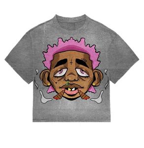 Camiseta de Hombre con Estampado de Dibujos Animados en Gris, Manga Corta, Cuello Redondo, Estilo Urbano, Corte Regular, 100% Algodón Jersey, Diseño Frontal - Product Image 1