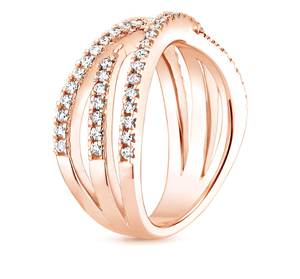 Anillo Aniva para Mujer, Oro Blanco, Rosa y Amarillo de 18K, Diamante Cultivado en Laboratorio EF VVS CVD, Diseño Étnico Multibanda Cruzada con Pavé - Product Image 5