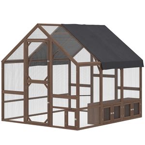 Grande Pollaio in Legno con Copertura Impermeabile, Cassette per Nidificazione e Posatoi per 8-10 Galline, Gabbie per Animali Usate - Product Image 1