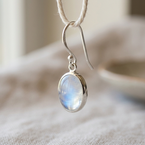 925 Sterling Silver Classic Moonstone <b>Drop</b> Earrings Oval Bezel Set Hook Dangle for Women Gift Party Wedding - Product Image 1