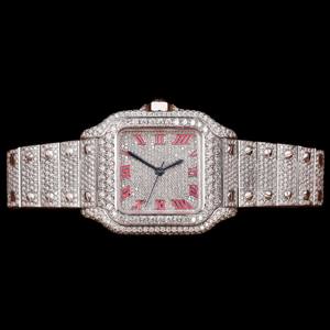 Reloj de Lujo con Diamantes de Moissanita Personalizados, Movimiento de Cuarzo Antiguo Cuadrado, Reloj de Acero Inoxidable para Hombre, Joyería Fina - Product Image 1