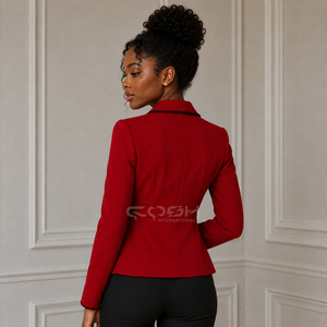 Manteau formel respirant pour femmes de la sororité Cosh International Delta Sigma, combinaison rouge et noir avec manches longues - Product Image 5