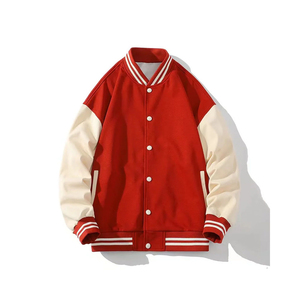 Wholesale Customized High Quality OEM ODM Service Leather Sleeve Cropped <b>Jacket</b> Chain Embroidery Vintage Varsity <b>Jacket</b> for Men - Product Image 3