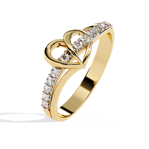 Bague de fiançailles double cœur en diamant, bijoux de mariée élégants et romantiques avec un design entrelacé - Product Image 3