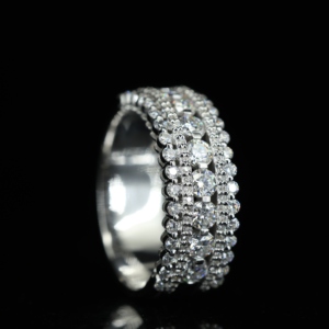 Hip Hop Heavy Ring Wedding Engagement <b>Gift</b> 925 Sterling Silver VVS Moissanite Iced 5 Row Eternity Band Brilliant Claw Setting - Product Image 4