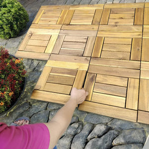 Contemporary Design Interlocking Decking Tiles Wood Grain Finish Brushed Anti-Slip Waterproof 300x300mm Outdoor Balcony <b>Flooring</b> - Product Image 6