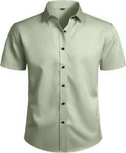 Premium Custom Eco-Friendly <b>Half</b> Sleeve <b>Button</b> Collar Dress <b>Shirt</b> Men's Breathable Poplin Office Business Uniform Embroidery - Product Image 1