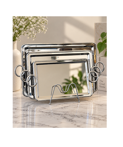Customized Size And Shape <b>Chocolates</b> Sweets Serving Tray <b>Fancy</b> Design Stainless Steel Dry Fruits Serving Tray In India - Product Image 5