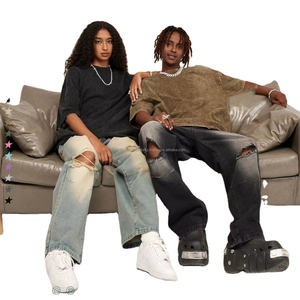 เสื้อยืดผู้ชายผ้าบาติกคอกลมแขนสั้นผ้าบาติกสำหรับฤดูใบไม้ผลิฤดูร้อน285กรัมทรงวินเทจแบบอเมริกัน - Product Image 1