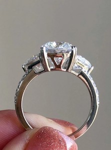 <b>Cushion</b> Cut Moissanite Solitaire Engagement <b>Ring</b> 925 Sterling Silver Gold Plated Classic <b>Wedding</b> & Anniversary Bridal Jewelry - Product Image 2