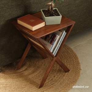 วานดานา ไลรา นิมบัสชั้นวางนิตยสารไม้มะม่วงและหวาย - Product Image 5