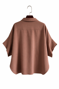 Camisa de Negocios a Cuadros de Manga Tres Cuartos para Mujer, Corte Regular, Estilo Vintage con Botones, Ligera, para Oficina, Moda de Verano - Product Image 3