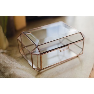 Handmade Octagonal Glass Jewelry Box With Brass Frame Clear Storage Display <b>Case</b> For Organization Octagonal Jewelry Glass Box - Product Image 5