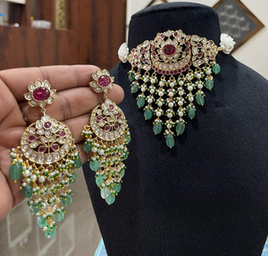 Premium Quality Jadau Polki Kundan Necklace <b>Set</b> Luxury Appeal Classy And Elegant Design Perfect For Weddings, Party Wear - Product Image 3