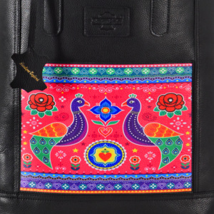 Sac fourre-tout en cuir de vachette véritable pour femme avec appliqué ethnique, sac à bandoulière décontracté pour usage quotidien, vente en gros OEM ODM - Product Image 2